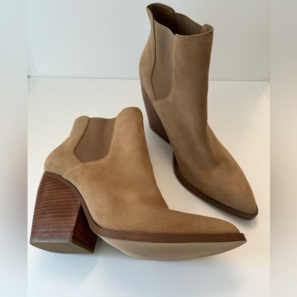BP Lex-Lea Leather Suede Heeled Ankle Booties size 11 - Picture 1 of 10